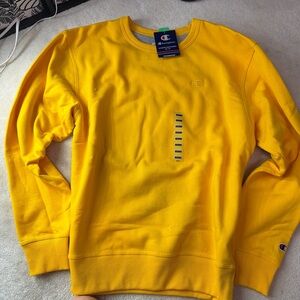 Champion Men's Bright Yellow Crewneck Sweater